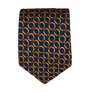 BROOKS BROTHERS MAKERS Navy Chain Silk Tie USA 59"/ 3.7" EC